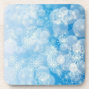 Christmas snowflakes on a blue background    coaster