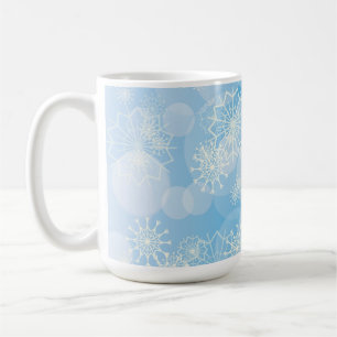 Christmas snowflakes on a blue background coffee mug