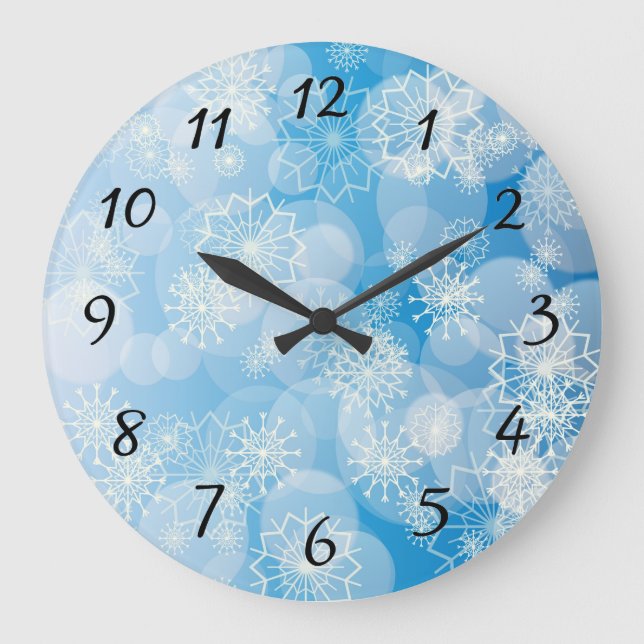 Christmas snowflakes on a blue background   large clock (Front)