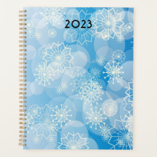 Christmas snowflakes on a blue background planner