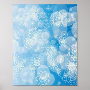 Christmas snowflakes on a blue background poster