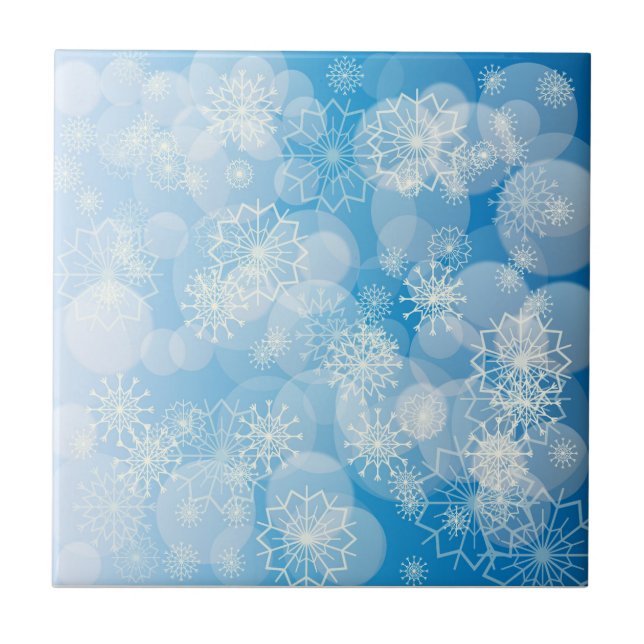 Christmas snowflakes on a blue background        tile (Front)
