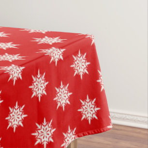 Christmas Snowflakes on Red Tablecloth