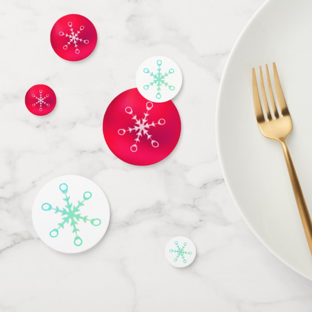 Christmas snowflakes on red & white Table Confetti (Group)