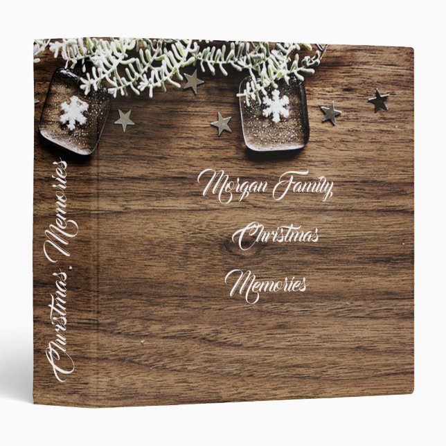 Christmas Snowflakes On Wood Texture Binder (Front/Spine)