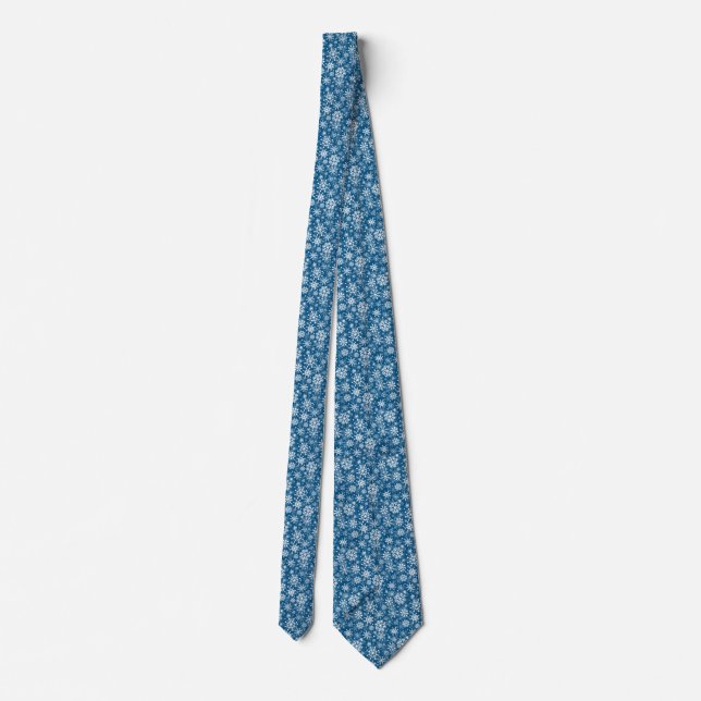 Christmas snowflakes pattern blue tie (Back)
