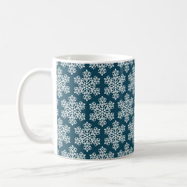 Christmas snowflakes pattern design coffee mug (Left)