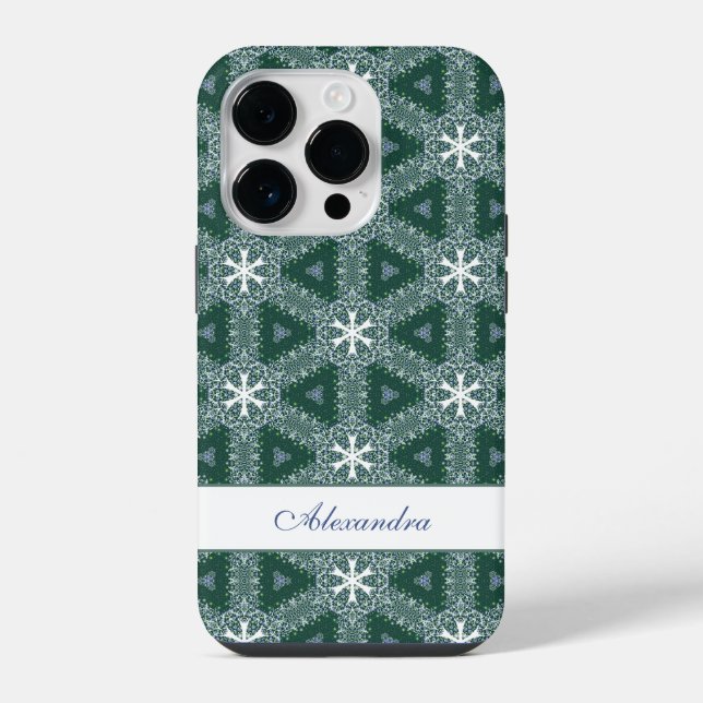 Christmas Snowflakes Pattern Personalized iPhone Case (Back)