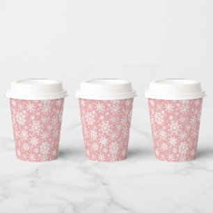 Christmas snowflakes pattern Pink Paper Cups