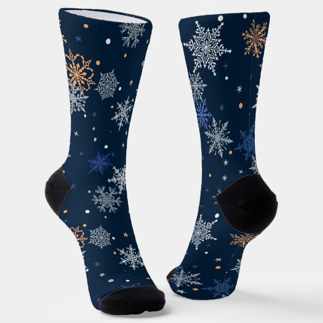 Christmas Snowflakes Pattern Socks (Angled)