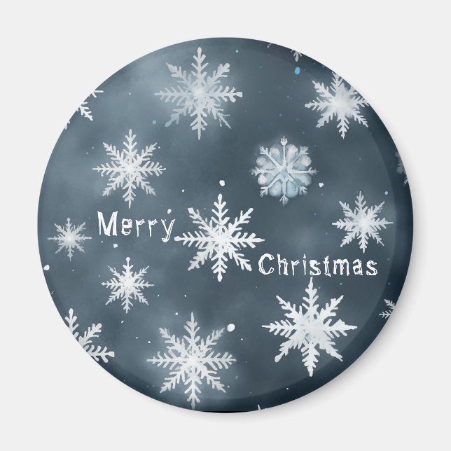 Christmas snowflakes, personalised magnet (Front)