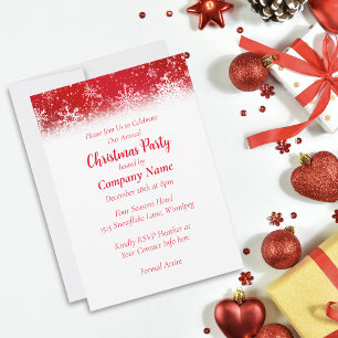 Christmas Snowflakes Red Invitation