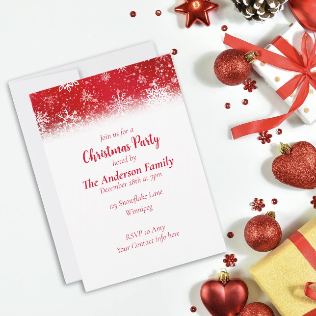 Christmas Snowflakes Red Invitation (Creator Uploaded)