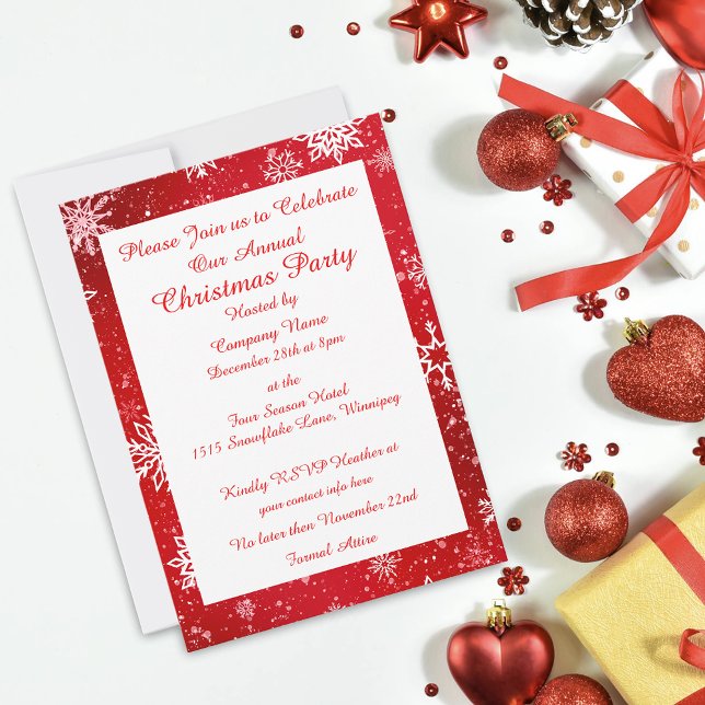 Christmas Snowflakes Red Invitation (Creator Uploaded)