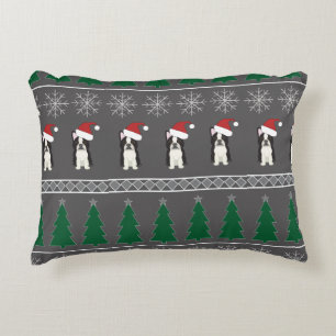 Christmas Snowflakes, Santa Dog, Tree Accent Pillow