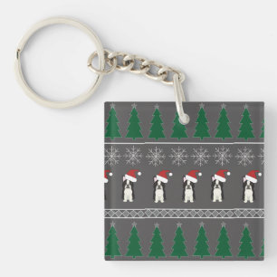 Christmas Snowflakes, Santa Dog, Tree Keychain