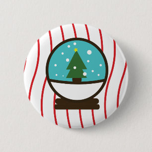 Christmas Snowflakes Snow Trees Snowglobe 2 Inch Round Button