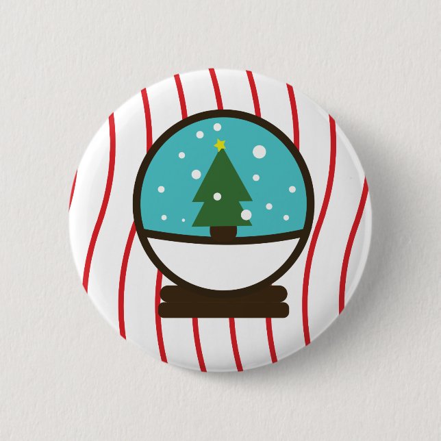 Christmas Snowflakes Snow Trees Snowglobe 2 Inch Round Button (Front)