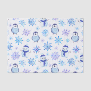 Christmas Snowflakes, Snowmen and Penguins Tissue Paper