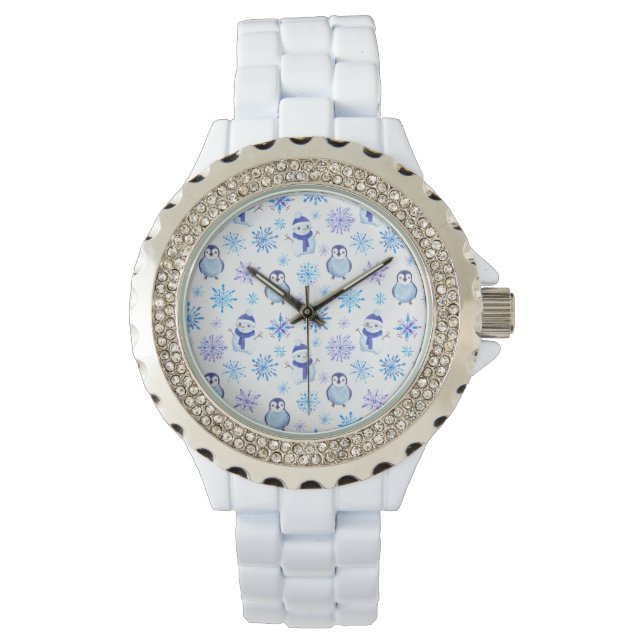 Christmas Snowflakes, Snowmen and Penguins Watch (Front)