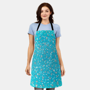 Christmas Snowflakes Sparkles in Blue Apron