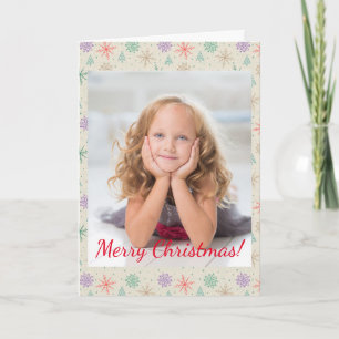 Christmas Snowflakes Trees Multicolor Photo Note Card