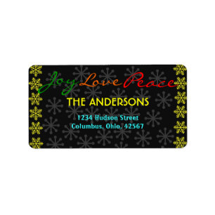 Christmas SnowflakesJoy Love Peace Address Labels
