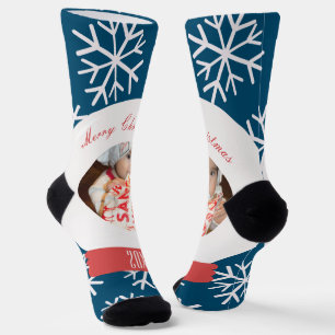 Christmas Snowglobe Snowflakes  Photo Socks
