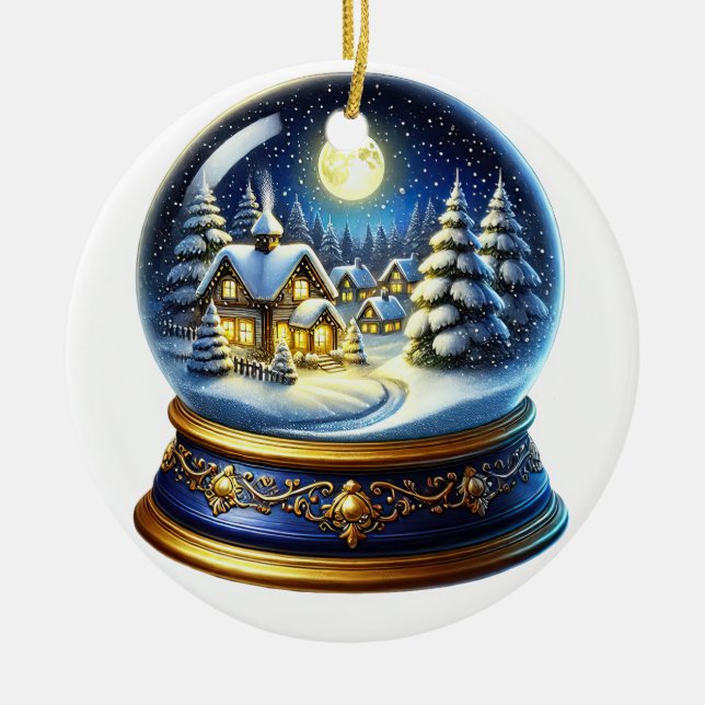Christmas Snowglobe Yearly Ceramic Ornament (Front)