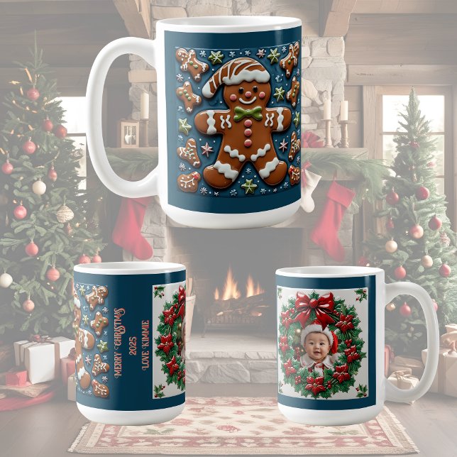 Christmas Snowing Gingerbread Man Customizable Coffee Mug (Creator Uploaded)