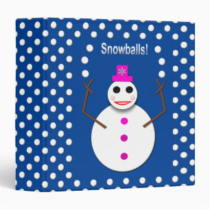 Christmas Snowlady Juggling Snowballs Funny Binder