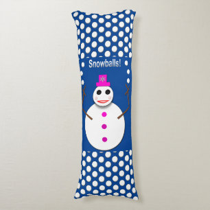 Christmas Snowlady Juggling Snowballs Funny Body Pillow