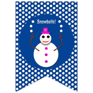 Christmas Snowlady Juggling Snowballs Funny Bunting Flags
