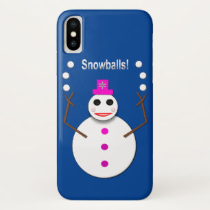 Christmas Snowlady Juggling Snowballs Funny Case-Mate iPhone Case