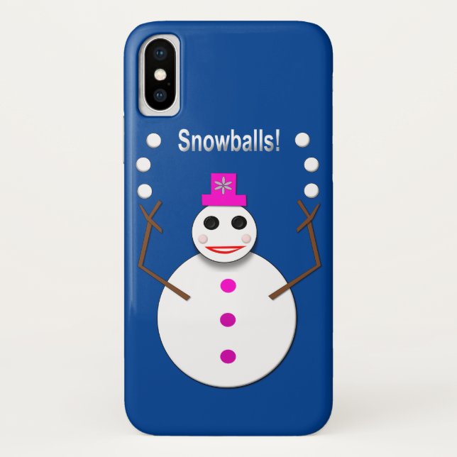 Christmas Snowlady Juggling Snowballs Funny Case-Mate iPhone Case (Back)