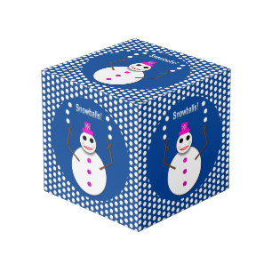 Christmas Snowlady Juggling Snowballs Funny Cube