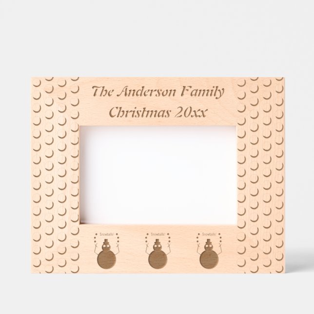 Christmas Snowlady Juggling Snowballs Funny Etched Frames (Front)
