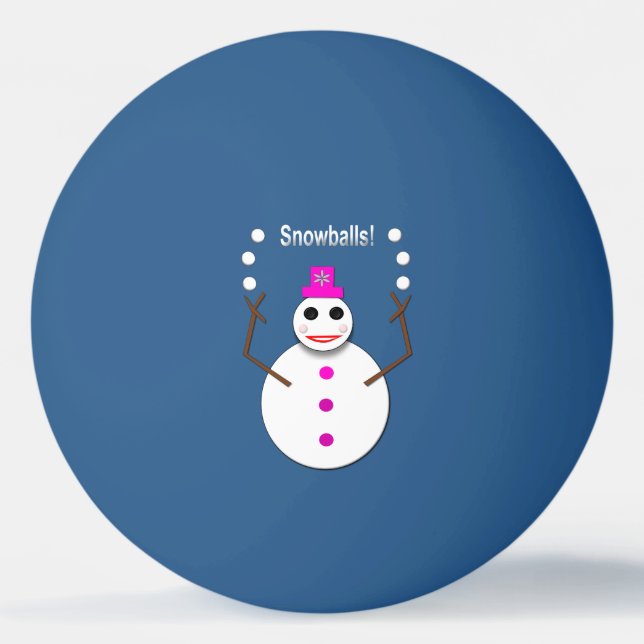 Christmas Snowlady Juggling Snowballs Funny Ping Pong Ball (Front)