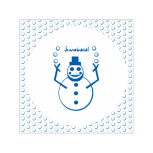 Christmas Snowlady Juggling Snowballs Funny Self-inking Stamp
