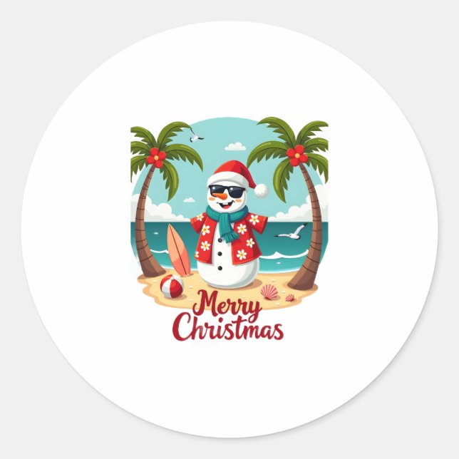 christmas Snowman (1) Classic Round Sticker (Front)