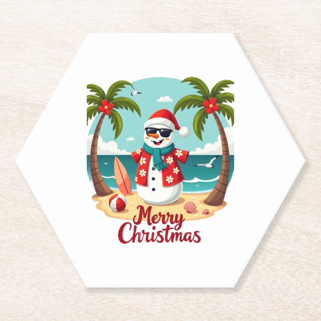 christmas Snowman (1) Paper Coaster (Front)