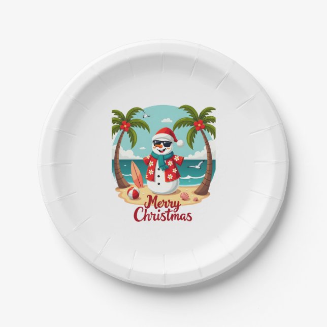 christmas Snowman (1) Paper Plate (Front)