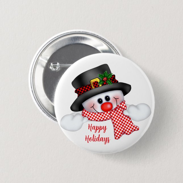 Christmas Snowman 2 Inch Round Button (Front & Back)