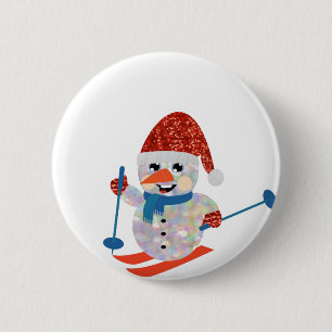 christmas snowman 2 inch round button