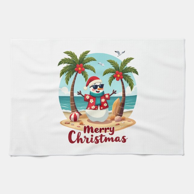christmas Snowman (3) Kitchen Towel (Horizontal)