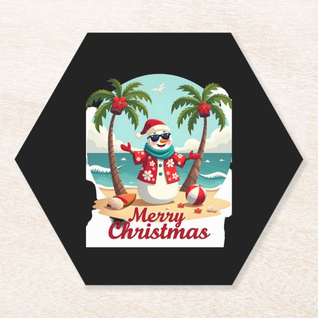 christmas Snowman (3) Paper Coaster (Front)