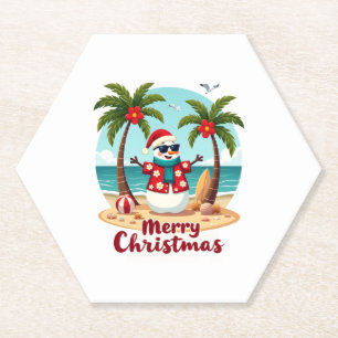 christmas Snowman (3) Paper Coaster