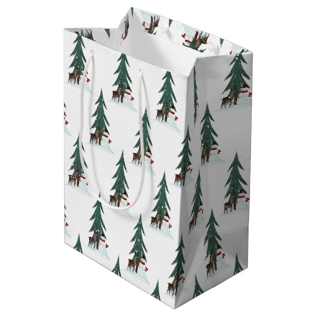 Christmas snowman and deer medium gift bag (Back Angled)