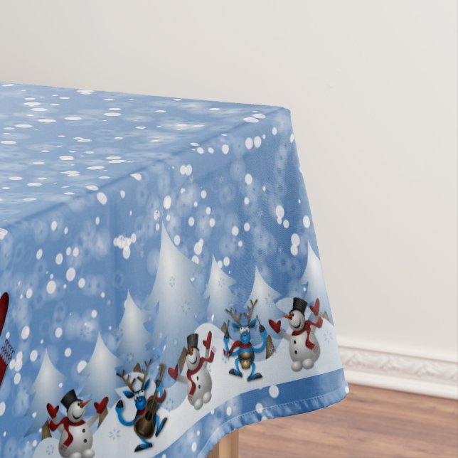 Christmas Snowman and Friends Tablecloth (In Situ)