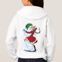 Christmas Snowman and Girl Dancing Kids Hoodie